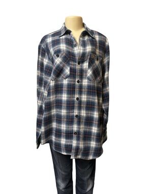 Coleman Blue and White Plaid Button-Down Shirt
